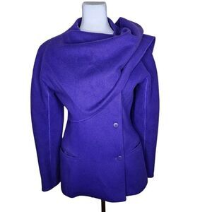 Claude Montana Italian Coat Jacket Shawl Womens Size 4 Purple Wool